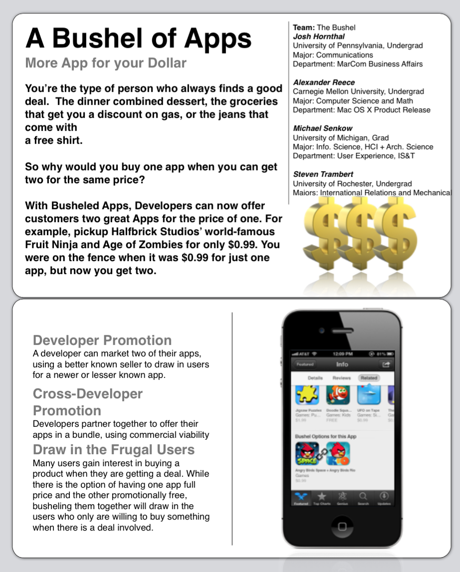 A Bushel of apps concept wireframes and flow map
