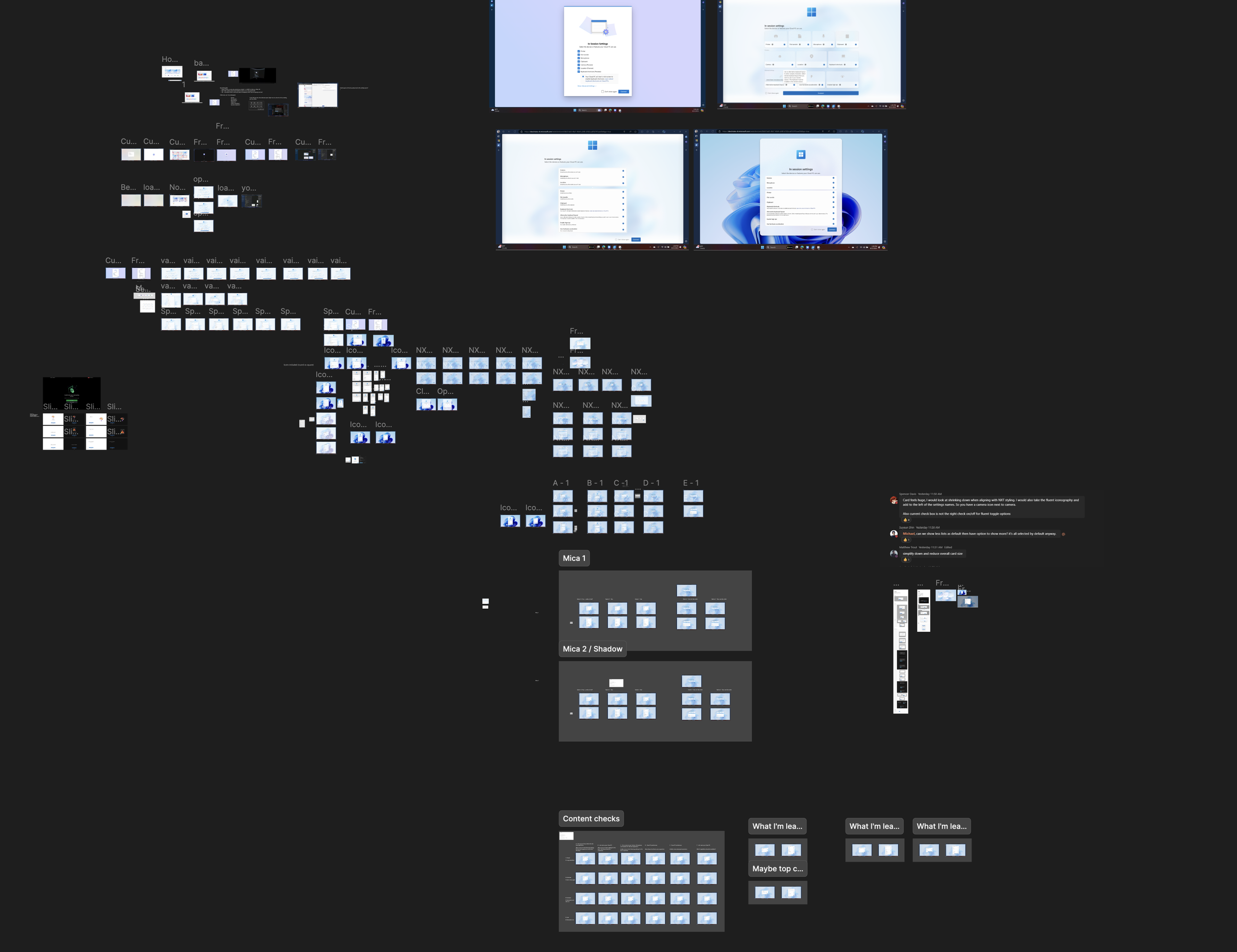 Pattern research board documenting secure data connection patterns across Legal, Finance, Images, HR, and Data domains with annotated examples and use case mappings
