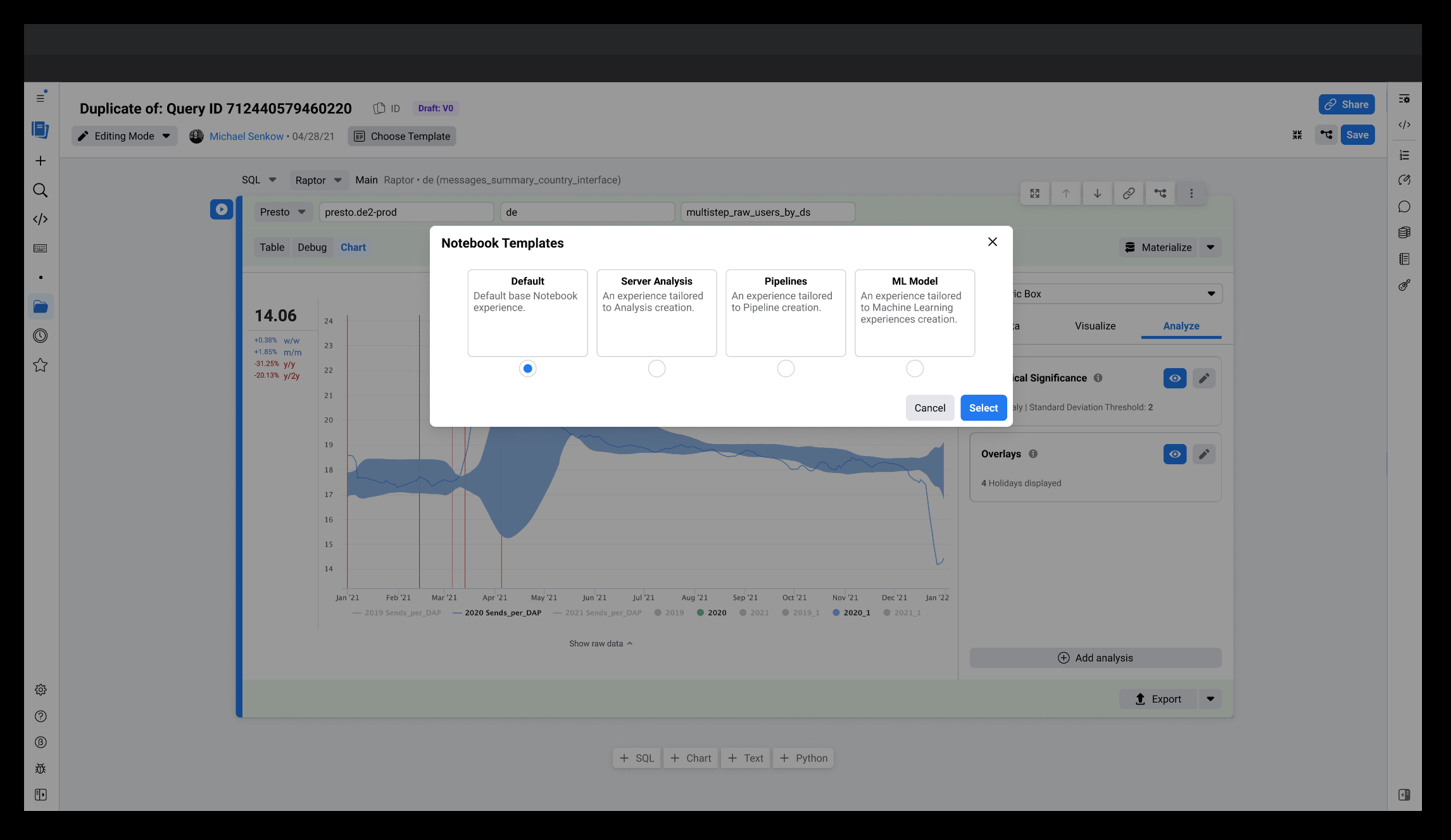 Notebook structure exploration comparing cell-based architecture versus panel-based approaches, showing trade-offs and interaction patterns