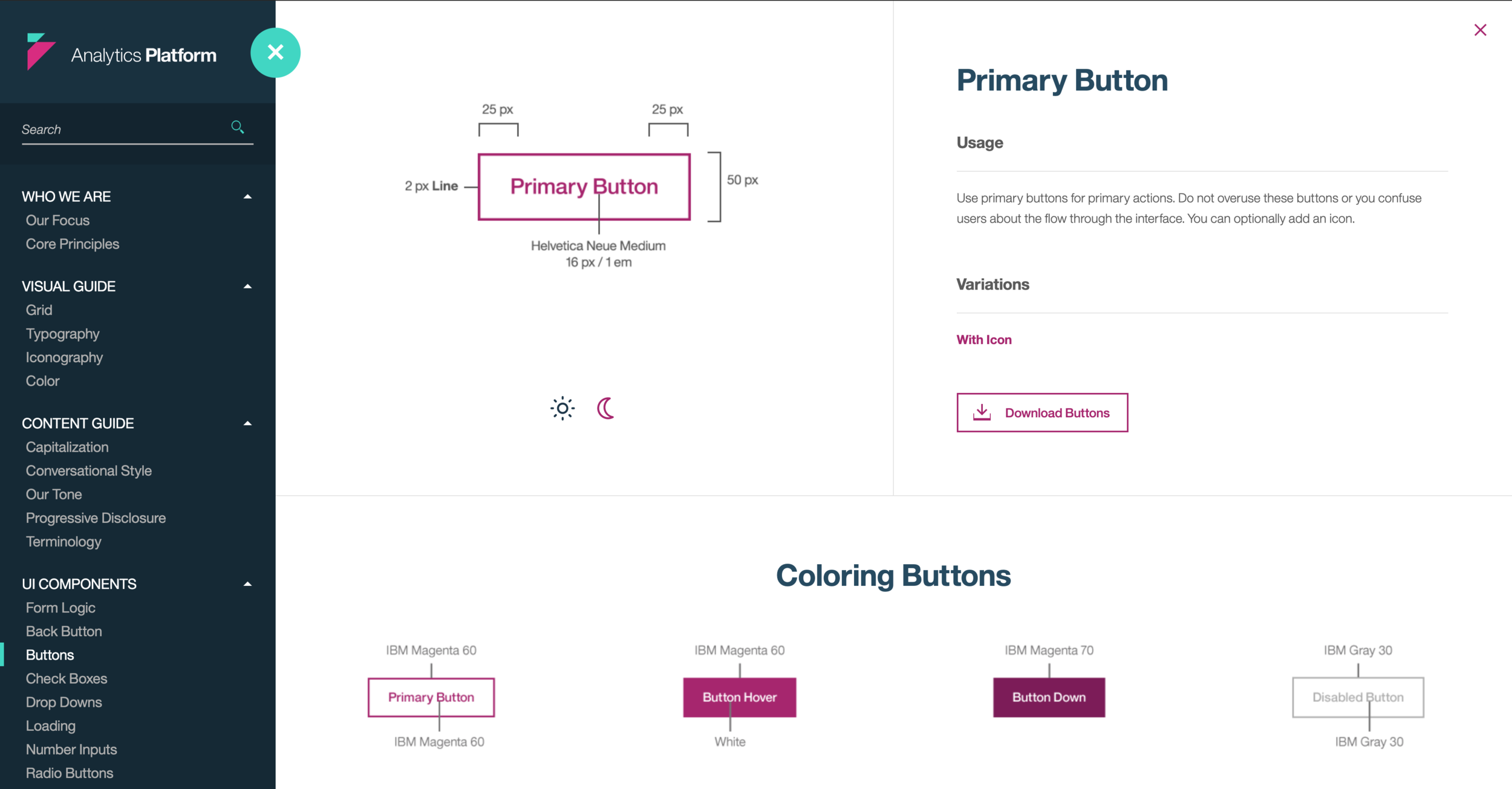 Prior system documentation showing existing design patterns and inconsistencies across MyAnalytics and Workplace Analytics