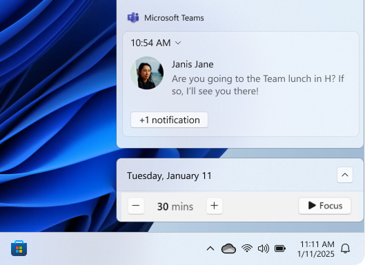 Focus time widget interface showing the final design evolved from silence mode research, with scheduling controls and notification management for Office suite