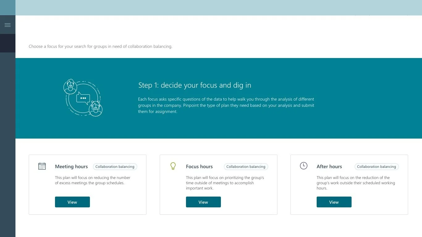 Bridge integration interface screen 1 connecting Workplace Analytics and MyAnalytics